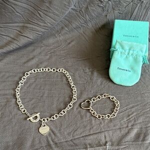Tiffany & Co. Silver Necklace w/ Heart Charm/ Tiffany & Co. Silver Bracelet